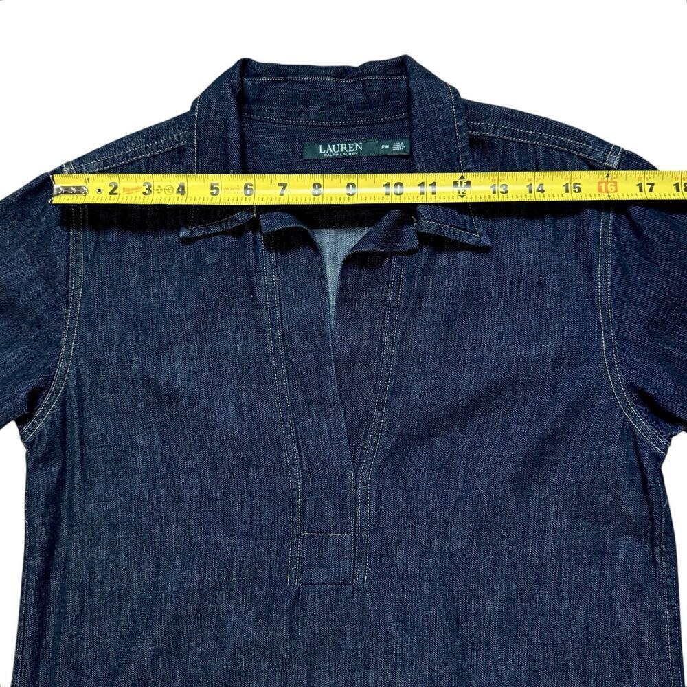 Lauren Ralph Lauren Denim Shift Johnny Collar Short Sleeve Shirt Dress Petite PM - Picture 6 of 15